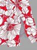 Robe mi-longue hawaïenne fendue à imprimé fleurs d'hibiscus tropicales grande taille - Rouge 2X