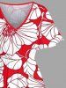 Plus Size Tropical Lraf Hibiscus Flowers Print Split Hawaii Midi Dress -  
