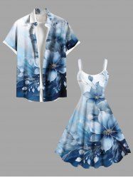 Flowers Ombre Colorblock Print Plus Size Matching Hawaii Beach Outfit For Couples -  