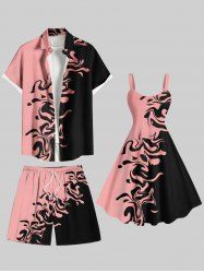 Ocean Currents Colorblock Print Plus Size Matching Hawaii Beach Outfit For Couples -  