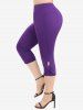 Butterfly Lace Overlay Lace-up Twofer Tee and Braided Hollow Out Capri Leggings Plus Size Outfit -  