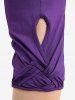 Butterfly Lace Overlay Lace-up Twofer Tee and Braided Hollow Out Capri Leggings Plus Size Outfit -  