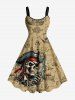 Skull Pirate Distressed Sailboat Print Plus Size Matching Hawaii Cruise Beach Outfit For Couples -  