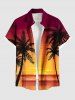 Tenue de plage hawaïenne assortie grande taille, motif cocotier, mer, ombré, crépuscule, coucher de soleil, pour couples - Orange 