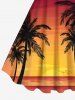 Tenue de plage hawaïenne assortie grande taille, motif cocotier, mer, ombré, crépuscule, coucher de soleil, pour couples - Orange 