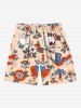 Skull Flower Clock Sword Heart Bird Print Plus Size Matching Hawaii Beach Outfit For Couples -  