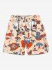 Skull Flower Clock Sword Heart Bird Print Plus Size Matching Hawaii Beach Outfit For Couples -  