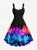 Tenue de plage hawaïenne assortie grande taille, motif cocotier coloré, paillettes lumineuses, imprimé 3D, pour couples - Noir 