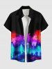 Tenue de plage hawaïenne assortie grande taille, motif cocotier coloré, paillettes lumineuses, imprimé 3D, pour couples - Noir 