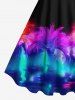 Tenue de plage hawaïenne assortie grande taille, motif cocotier coloré, paillettes lumineuses, imprimé 3D, pour couples - Noir 