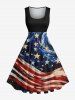 Patriotic American Flag Swirls Oil Painting Print Plus Size Matching Outfit For Couples -  