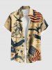 Patriotic American Flag Eagle Sculpture Distressed Newspaper Print Plus Size Matching Outfit For Couples -  