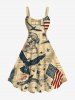 Patriotic American Flag Eagle Sculpture Distressed Newspaper Print Plus Size Matching Outfit For Couples -  