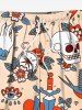Plus Size Skull Floral Sword Heart Eye Bird Print Hawaii Drawstring Beach Shorts For Men -  