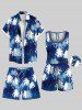 Plus Size Ombre Coconut Tree Print Hawaii Drawstring Beach Shorts For Men -  