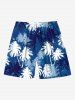Plus Size Ombre Coconut Tree Print Hawaii Drawstring Beach Shorts For Men -  