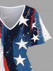 Plus Size Painting Splatter Patriotic American Flag Curve Print Split Pocket A Line Midi Dress -  