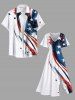 Plus Size Painting Splatter Patriotic American Flag Curve Print Split Pocket A Line Midi Dress -  