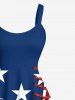 Plus Size Patriotic American Flag Topstitching Anchor Octopus Print Hawaii Cruise A Line Tank Dress -  