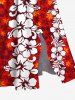Plus Size Ombre Hibiscus Flower Print Hawaii Split Pocket A Line Midi Dress -  