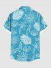 Plus Size Coconut Tree Tropical Leaf Sun Shell Print Hawaii Button Pocket Shirt For Men -  