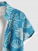 Chemise hawaïenne grande taille à imprimé cocotiers, feuilles tropicales, coquillages et soleil, avec poches boutonnées, pour homme - Bleu 2XL