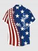 Plus Size Patriotic American Flag Topstitching Anchor Octopus Print Hawaii Cruise Shirt For Men -  