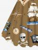 Robe débardeur grande taille à imprimé tête de mort, pirate, gouvernail, voilier, télescope, croisière hawaïenne - café XXS