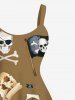 Plus Size Skull Pirate Rudder Sailboat Telescope Print Hawaii Cruise A Line Tank Dress -  