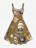 Plus Size Skull Pirate Rudder Sailboat Telescope Print Hawaii Cruise A Line Tank Dress -  