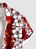 Chemise hawaïenne grande taille à imprimé fleurs d'hibiscus ombré et poches boutonnées pour homme - Rouge M
