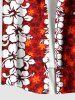 Chemise hawaïenne grande taille à imprimé fleurs d'hibiscus ombré et poches boutonnées pour homme - Rouge M