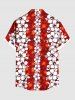 Chemise hawaïenne grande taille à imprimé fleurs d'hibiscus ombré et poches boutonnées pour homme - Rouge M