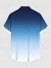 Plus Size Ombre Colorblock Print Buttons Pocket Shirt For Men -  