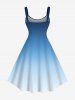 Plus Size Ombre Colorblock Print Tank Dress -  