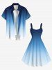 Plus Size Ombre Colorblock Print Tank Dress -  