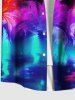 Chemise hawaïenne grande taille à imprimé cocotiers colorés et légers, boutons et poches, imprimés 3D, pour homme - Noir 2XL