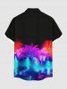 Chemise hawaïenne grande taille à imprimé cocotiers colorés et légers, boutons et poches, imprimés 3D, pour homme - Noir 2XL