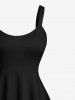 Robe débardeur hawaïenne grande taille à imprimé 3D coloré et pailleté motif cocotier - Noir L