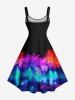 Plus Size Colorful Coconut Tree Light Glitter 3D Print Hawaii Tank Dress -  