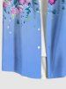 Chemise hawaïenne grande taille à imprimé fleurs et feuilles, avec poches et boutons, pour homme - Bleu XL