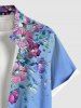 Chemise hawaïenne grande taille à imprimé fleurs et feuilles, avec poches et boutons, pour homme - Bleu XL
