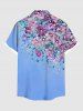 Chemise hawaïenne grande taille à imprimé fleurs et feuilles, avec poches et boutons, pour homme - Bleu XL
