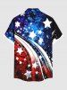 Plus Size Patriotic American Flag Galaxy Print Buttons Pocket Shirt For Men -  