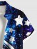 Plus Size Patriotic American Flag Galaxy Print Buttons Pocket Shirt For Men -  