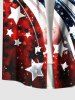 Plus Size Patriotic American Flag Galaxy Print Buttons Pocket Shirt For Men -  
