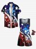 Combinaison cintrée grande taille à imprimé galaxie et drapeau américain patriotique - Bleu XS