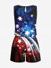 Combinaison cintrée grande taille à imprimé galaxie et drapeau américain patriotique - Bleu 5X