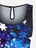 Combinaison cintrée grande taille à imprimé galaxie et drapeau américain patriotique - Bleu 5X