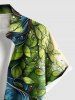 Plus Size Sea Colorblock Flowers Leaf Print Buttons Pocket Hawaii Shirt For Men -  